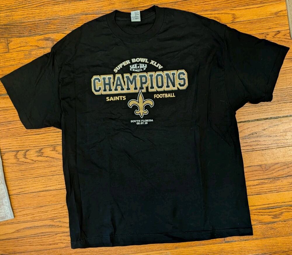 New Orleans Saints Super Bowl XLIV Champions 2010 Men's 2XL Black TShirt